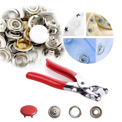 Picture of Five-prong Button Installation Tool Snap Tool Kit Metal Snap Ring Belt Fastening Pliers Clamping Tool Kit For Garment Sewing- The Asia Express-Multicolor