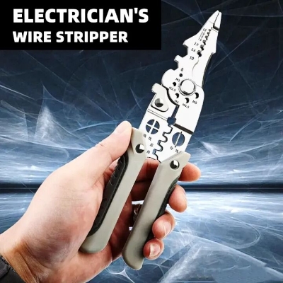 Picture of 8inch Multifunctional Wire Stripper and Crimping Tool or Professionl Electrician Stainless Steel Wire Puller Plier, wire Cutter for Wiring, Looping, Cutting, Splitting, Gripping, Twisting, Nail Pulling and Electrical Stripping Tools- The Asia Express