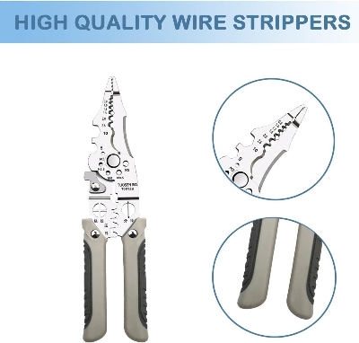 Picture of 8inch Multifunctional Wire Stripper and Crimping Tool or Professionl Electrician Stainless Steel Wire Puller Plier, wire Cutter for Wiring, Looping, Cutting, Splitting, Gripping, Twisting, Nail Pulling and Electrical Stripping Tools- The Asia Express