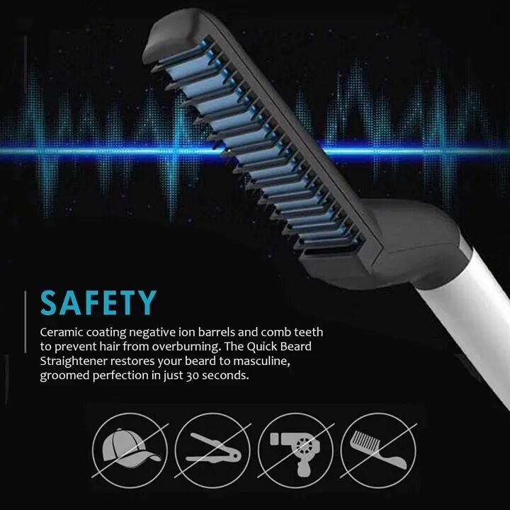 Picture of Men’s Hair & Beard Straightening Comb – Multi-Functional Electric Hair Straightener Brush for Quick Styling, Curling & Smoothing – Best Straightener for Men for Daily Grooming & Beard Care- The Asia Express