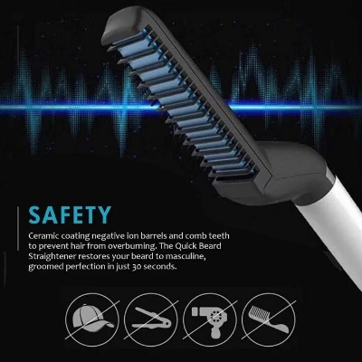 Picture of Men’s Hair & Beard Straightening Comb – Multi-Functional Electric Hair Straightener Brush for Quick Styling, Curling & Smoothing – Best Straightener for Men for Daily Grooming & Beard Care- The Asia Express