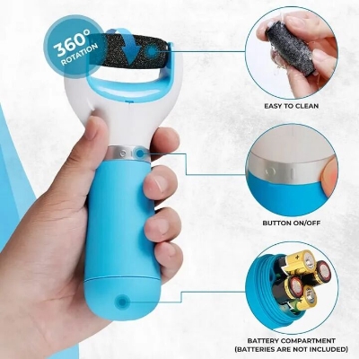 Picture of Rechargeable Pedicure Machine–Portable Foot & Heel Care Device for Removing Dead Skin, Cracked Heels & Hard Callus–Powerful Foot Grinder, Scrubber, Cleaner with 2 Replaceable Roller Heads and USB Charging for Smooth, Soft & Beautiful Feet-The Asia Express-Multicolor