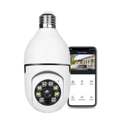 Picture of Smart WiFi Wireless Light Bulb Camera – 360° HD Panoramic 2MP/1080P IP Security Camera with Motion Detection, Night Vision, Two-Way Audio & App Control – Easy Plug-in Light Socket Surveillance Camera for Home, Office & Outdoor Monitoring- The Asia Express-White
