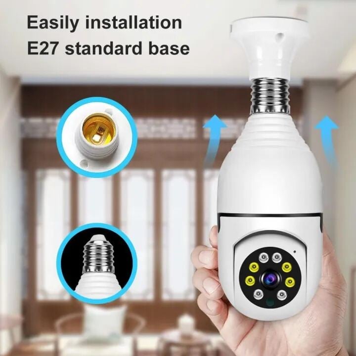 Picture of Smart WiFi Wireless Light Bulb Camera – 360° HD Panoramic 2MP/1080P IP Security Camera with Motion Detection, Night Vision, Two-Way Audio & App Control – Easy Plug-in Light Socket Surveillance Camera for Home, Office & Outdoor Monitoring- The Asia Express-White
