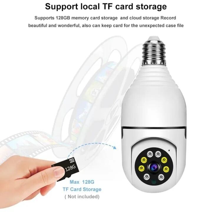 Picture of Smart WiFi Wireless Light Bulb Camera – 360° HD Panoramic 2MP/1080P IP Security Camera with Motion Detection, Night Vision, Two-Way Audio & App Control – Easy Plug-in Light Socket Surveillance Camera for Home, Office & Outdoor Monitoring- The Asia Express-White