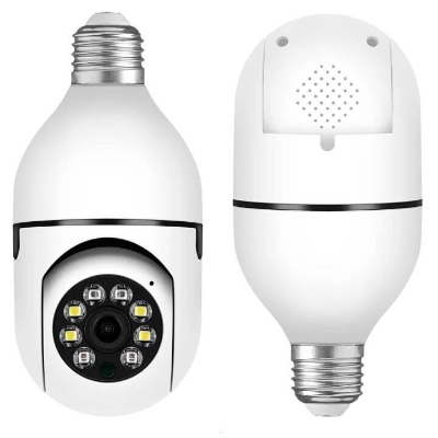 Picture of Smart WiFi Wireless Light Bulb Camera – 360° HD Panoramic 2MP/1080P IP Security Camera with Motion Detection, Night Vision, Two-Way Audio & App Control – Easy Plug-in Light Socket Surveillance Camera for Home, Office & Outdoor Monitoring- The Asia Express-White