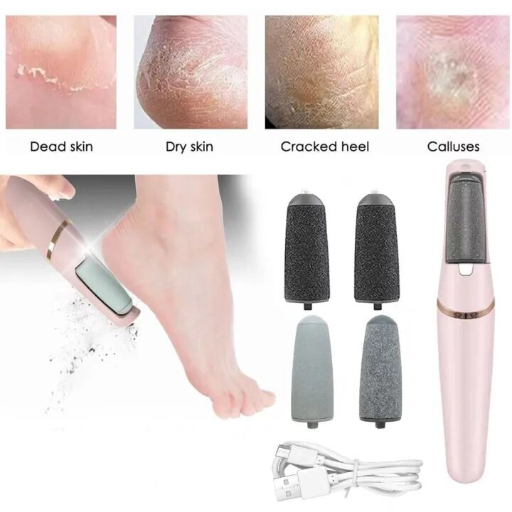 Picture of Rechargeable Electric Callus Remover for Feet – 2-Speed Powerful Foot Sander with Coarse & Fine Roller Heads for Removing Dead Skin, Cracked Heels & Hard Callus – Safe, Compact & Travel-Friendly Foot Care Tool for Smooth, Soft Feet- The Asia Express-Multicolor