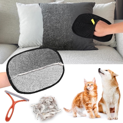 Picture of Electrostatic Pet Hair Remover Gloves – Dual-Sided Reusable Dog & Cat Hair Cleaning Gloves for Sofa, Bed, Clothes, Carpet, Car Interior & Home Furniture – Fast & Gentle Pet Fur Removal Tool- The Asia Express-Black 50gm