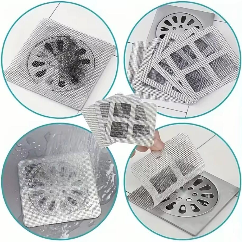 Picture of 1/5/10 Pcs Disposable Floor Drain Hair Catcher Stickers – Shower & Sink Mesh Strainers for Bathtub, Bathroom, Kitchen & Hair-Free Drain Protection- The Asia Express-5-Pcs