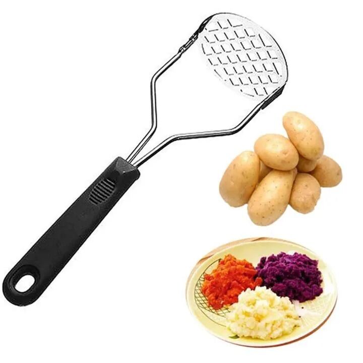 Picture of Premium Stainless Steel Potato Masher with Comfortable Plastic Handle – Heavy-Duty Food Press for Mashed Potatoes, Vegetables, Fruits & Cooking – Durable, Rust-Resistant, Multicolor Kitchen Tool for Home & Professional Use- The Asia Express-Multicolor