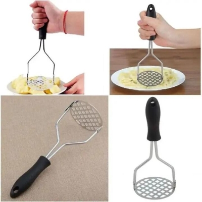 Picture of Premium Stainless Steel Potato Masher with Comfortable Plastic Handle – Heavy-Duty Food Press for Mashed Potatoes, Vegetables, Fruits & Cooking – Durable, Rust-Resistant, Multicolor Kitchen Tool for Home & Professional Use- The Asia Express-Multicolor