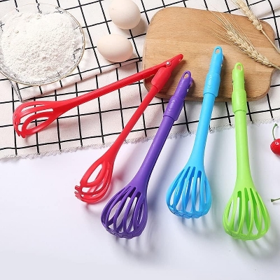 Picture of Egg Beaters Manual Whisk & Food Clip – Plastic Hand Stirring Stick, Manual Mixer for Eggs, Sauces, Foam & Baking, Handy Kitchen Tool baking manual noodle tongs and spoons- The Asia Express-Multicolor