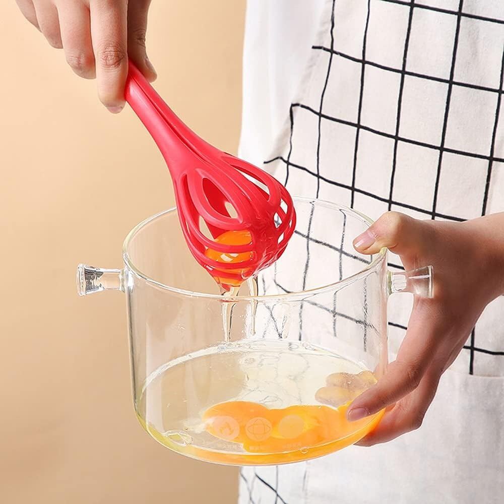 Picture of Egg Beaters Manual Whisk & Food Clip – Plastic Hand Stirring Stick, Manual Mixer for Eggs, Sauces, Foam & Baking, Handy Kitchen Tool baking manual noodle tongs and spoons- The Asia Express-Multicolor