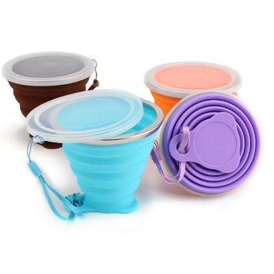 Picture of High Quality Portable Folding Silicone Cup – Collapsible Travel Sport Mug for Drinking Coffee, Tea & Outdoor Use Compact & Reusable Foldable Silicone Cup- The Asia Express-Multicolor