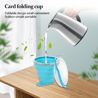 Picture of High Quality Portable Folding Silicone Cup – Collapsible Travel Sport Mug for Drinking Coffee, Tea & Outdoor Use Compact & Reusable Foldable Silicone Cup- The Asia Express-Multicolor