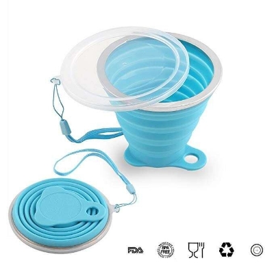 Picture of High Quality Portable Folding Silicone Cup – Collapsible Travel Sport Mug for Drinking Coffee, Tea & Outdoor Use Compact & Reusable Foldable Silicone Cup- The Asia Express-Multicolor