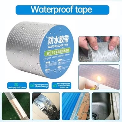 Picture of Super Sticky Aluminum Foil Buty Rubber Tape Self-Adhesive Waterproof Sealing Tape, Roof, Pipe, Wall & Marine Leak Repair Tape High-Strength Heat & Water Resistant Sealant Tape- The Asia Express-Silver