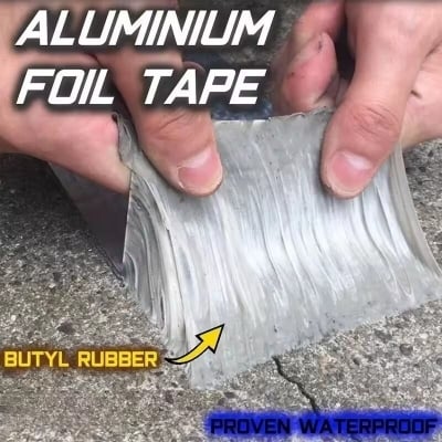 Picture of Super Sticky Aluminum Foil Buty Rubber Tape Self-Adhesive Waterproof Sealing Tape, Roof, Pipe, Wall & Marine Leak Repair Tape High-Strength Heat & Water Resistant Sealant Tape- The Asia Express-Silver