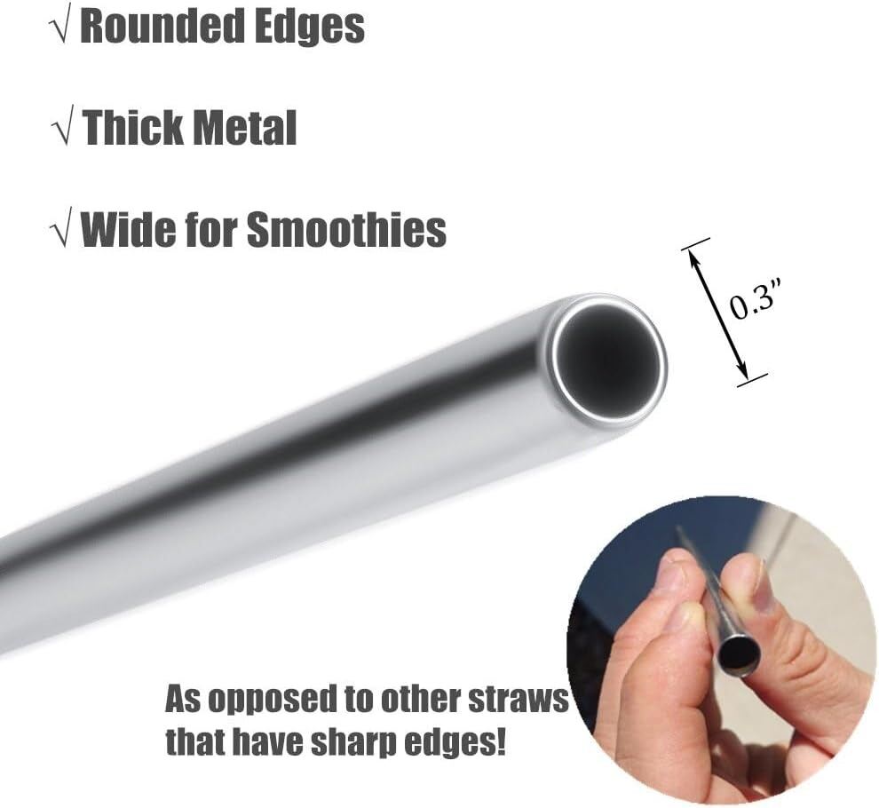 Picture of 4 Pcs Reusable Stainless Steel Drinking Straws Set Metal Straw Pack with 1 Cleaning Brush Eco-Friendly Reusable Straws for Juice, Coffee, Tea & Cold Drinks- The Asia Express-Silver