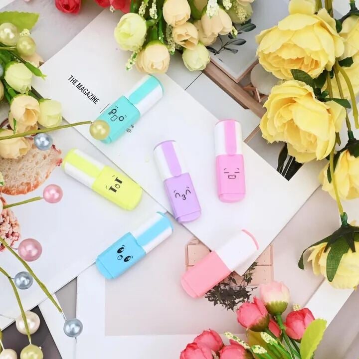 Picture of 6 Pcs Premium Mini Text Markers Pastel Highlighters, Mixed Colors, No Bleed, Quick-Dry, Easy to Hold & Perfect for Journals, School, College, University & Office Use- The Asia Express-Multicolor