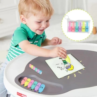Picture of 6 Pcs Premium Mini Text Markers Pastel Highlighters, Mixed Colors, No Bleed, Quick-Dry, Easy to Hold & Perfect for Journals, School, College, University & Office Use- The Asia Express-Multicolor