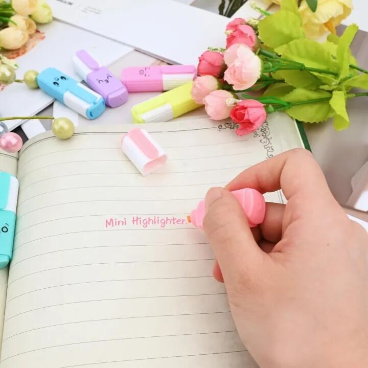Picture of 6 Pcs Premium Mini Text Markers Pastel Highlighters, Mixed Colors, No Bleed, Quick-Dry, Easy to Hold & Perfect for Journals, School, College, University & Office Use- The Asia Express-Multicolor