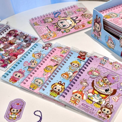 Picture of Labubu Notepad Set with Stickers & Keychain – Cute Cartoon Stationery Gift Pack kids notebook toys children sticker education stationery item- The Asia Express-Multicolor