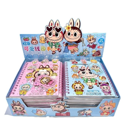Picture of Labubu Notepad Set with Stickers & Keychain – Cute Cartoon Stationery Gift Pack kids notebook toys children sticker education stationery item- The Asia Express-Multicolor