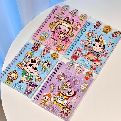 Picture of Labubu Notepad Set with Stickers & Keychain – Cute Cartoon Stationery Gift Pack kids notebook toys children sticker education stationery item- The Asia Express-Multicolor