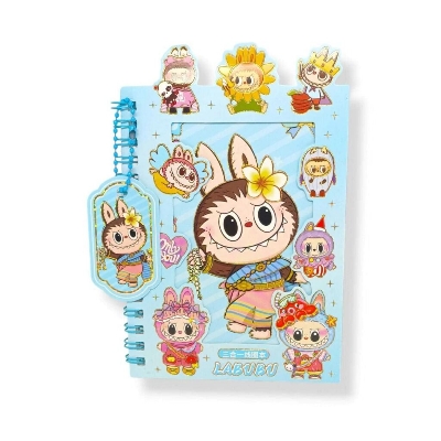 Picture of Labubu Notepad Set with Stickers & Keychain – Cute Cartoon Stationery Gift Pack kids notebook toys children sticker education stationery item- The Asia Express-Multicolor