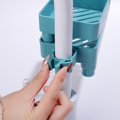 Picture of Kitchen & Bathroom Over Faucet Storage Rack – Multi-Functional Shower Caddy, Sink Caddy, Towel & Cleaning Cloth Holder, Sponge Organizer- The Asia Express-Multicolor