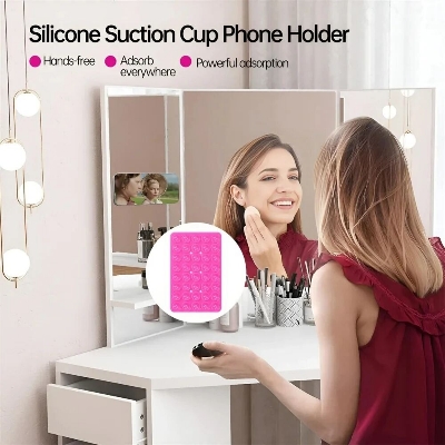 Picture of Double-Sided Silicone Suction Pad Phone Stand Multifunctional Suction Cup Fixture Detachable Hands-Free Mobile Phone Holder for Car, Desk & Home Use- The Asia Express-Multicolor