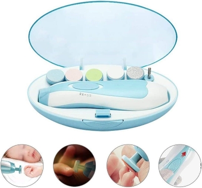 Picture of Electric Baby Nail File with Light – Safe & Gentle Electric Nail Trimmer Clipper Kit for Newborn, Infant & Toddler, Includes 6 Grinding Heads for Toes and Fingernails - The Asia Express
