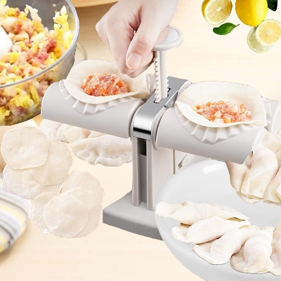 Picture of Double Head Automatic Dumpling Maker – Premium Food-Grade ABS Dumpling & Momos Press, Make Two Dumplings or Ravioli at a Time, Easy to Use and Clean, Perfect for Home Cooking- The Asia Express