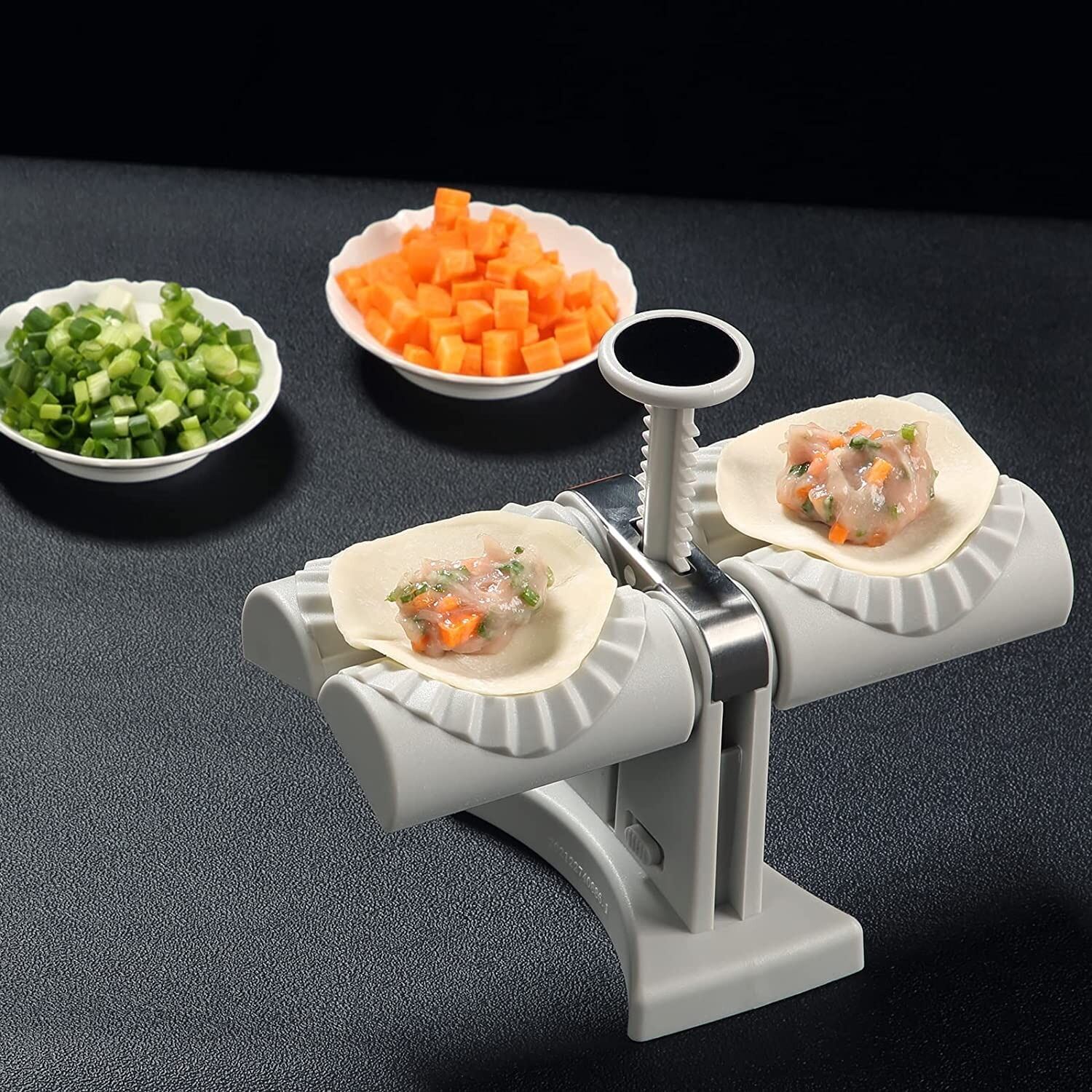 Picture of Double Head Automatic Dumpling Maker – Premium Food-Grade ABS Dumpling & Momos Press, Make Two Dumplings or Ravioli at a Time, Easy to Use and Clean, Perfect for Home Cooking- The Asia Express