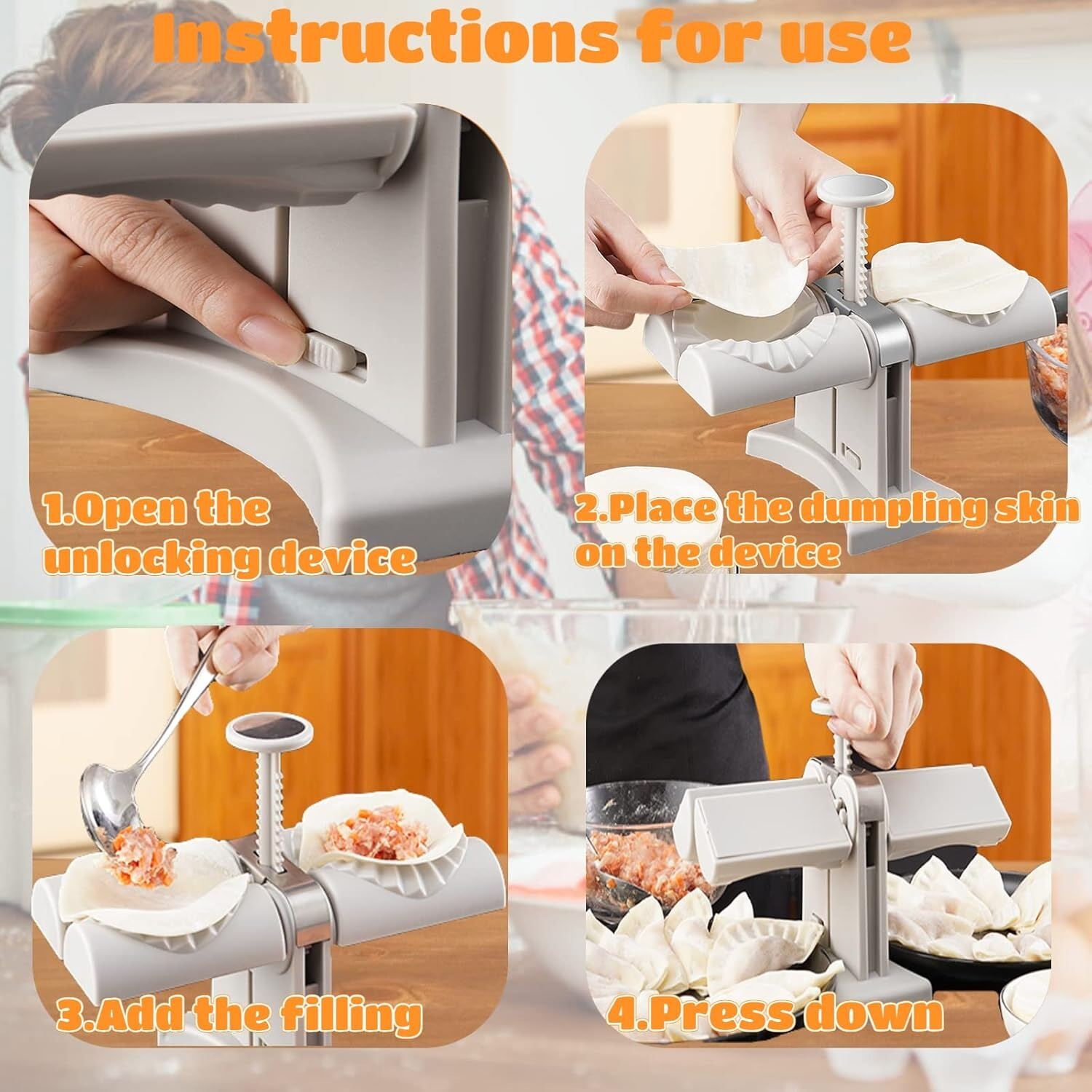 Picture of Double Head Automatic Dumpling Maker – Premium Food-Grade ABS Dumpling & Momos Press, Make Two Dumplings or Ravioli at a Time, Easy to Use and Clean, Perfect for Home Cooking- The Asia Express