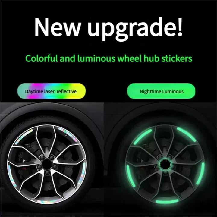 Picture of 10/20/30 Pcs Bicycle Wheel Luminous Reflective Stickers – Fluorescent Glow Wheel Decoration Stickers for Bicycle & Motorcycle, Night Safety Visibility Stickers - The Asia Express-10-Pcs