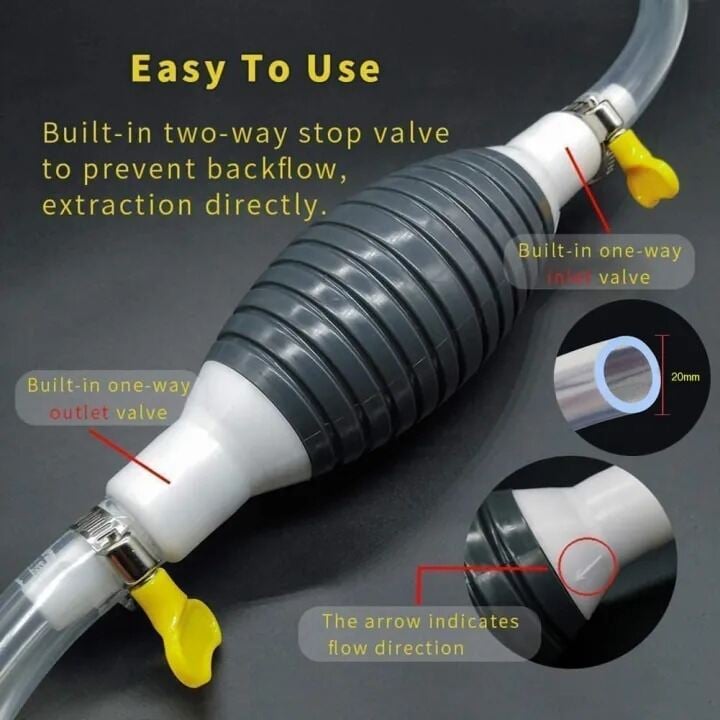 Picture of Handy Manual Gas & Oil Transfer Pump – Multi-Purpose Hand Straw Liquid Pump  For Car Fuel, Gasoline, Diesel, Kerosene & Fish Tank Water Changer, Portable Non-Electric Liquid Transfer Tool - The Asia Express