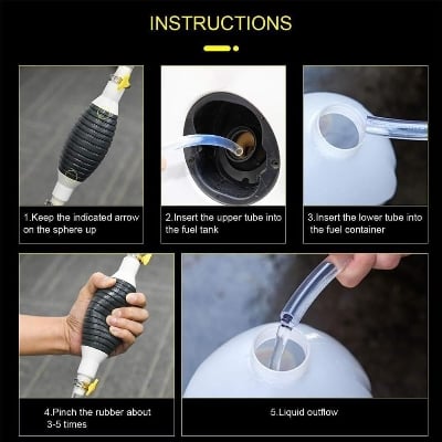 Picture of Handy Manual Gas & Oil Transfer Pump – Multi-Purpose Hand Straw Liquid Pump  For Car Fuel, Gasoline, Diesel, Kerosene & Fish Tank Water Changer, Portable Non-Electric Liquid Transfer Tool - The Asia Express