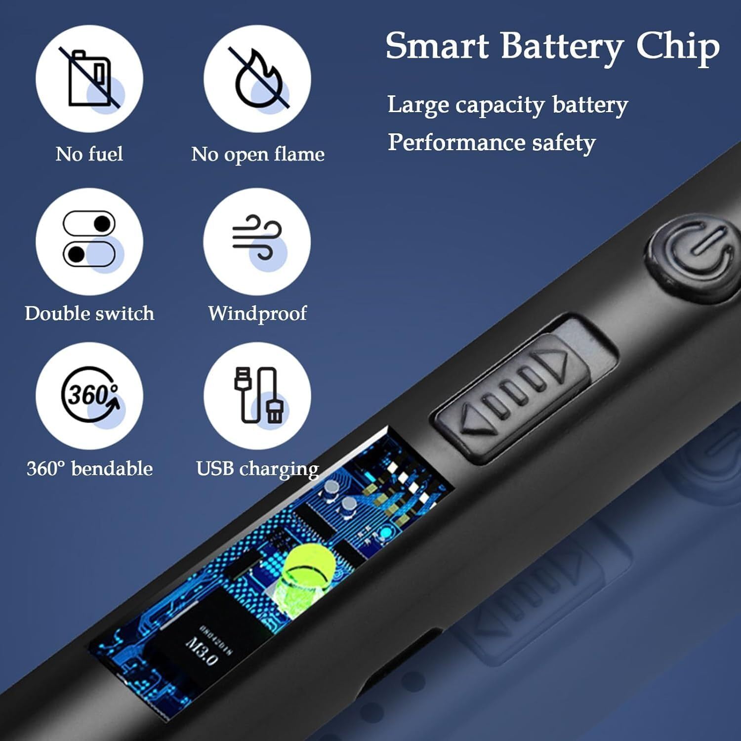 Picture of 360° Flexible Electric Arc BBQ Lighter – USB Rechargeable Windproof & Flameless Plasma Pulse Igniter with Bendable Neck- Safe & Eco-Friendly Electric Lighter for Kitchen, Gas Stove, Candle, BBQ, Cigarette & Outdoor Use - The Asia Express