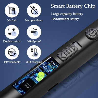 Picture of 360° Flexible Electric Arc BBQ Lighter – USB Rechargeable Windproof & Flameless Plasma Pulse Igniter with Bendable Neck- Safe & Eco-Friendly Electric Lighter for Kitchen, Gas Stove, Candle, BBQ, Cigarette & Outdoor Use - The Asia Express