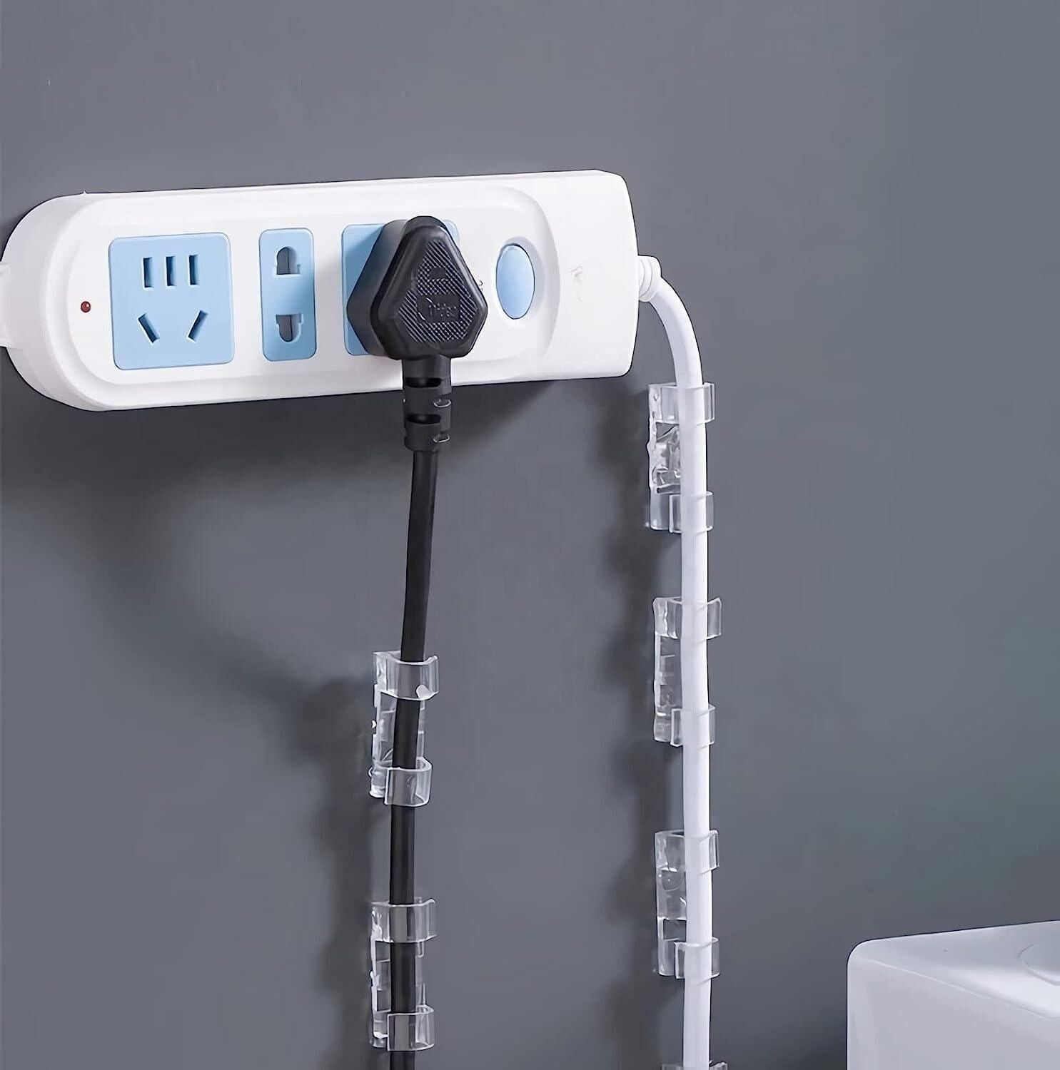 Picture of 20/40 Pcs Transparent Self-Adhesive Cable Clips & Wire Organizer – Strong Sticky Desktop Cable Holder for USB, Charging, Data, LAN & Earphone Wires Home, Office & Workspace Cable Management Solution - The Asia Express-20-Pcs