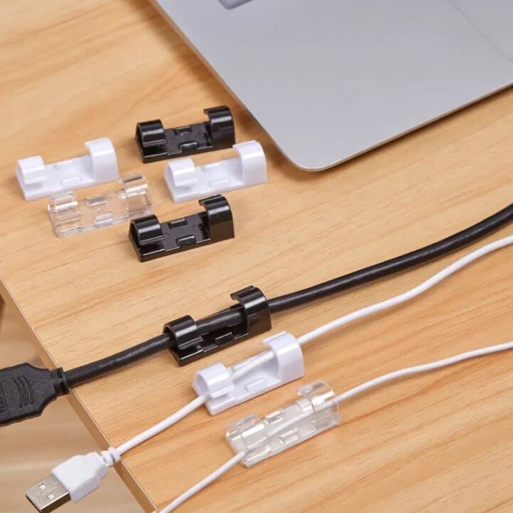 Picture of 20/40 Pcs Transparent Self-Adhesive Cable Clips & Wire Organizer – Strong Sticky Desktop Cable Holder for USB, Charging, Data, LAN & Earphone Wires Home, Office & Workspace Cable Management Solution - The Asia Express-20-Pcs