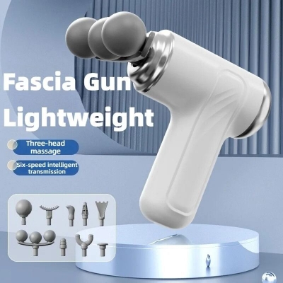 Picture of Pro+ Mini Triple-Head Massage Gun – Compact Power Muscle Recovery Device | 3-Point Percussion Therapy, 6-Level Intensity Control, Ultra-Quiet Motor, 9 Interchangeable Heads & Long-Lasting Rechargeable Battery - The Asia Express-White