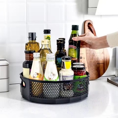 Picture of 360° Rotating Plastic Storage Rack Department Store Box Tray – Multi-Purpose Kitchen Shelf Organizer for Seasoning, Spice Jars, Oil Bottles & Bathroom Toiletries, Smooth Rotating Condiment Holder Plate - The Asia Express-Multicolor
