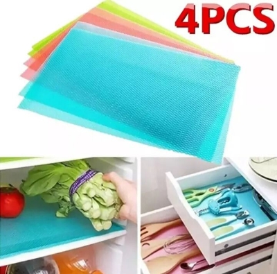 Picture of 4 Pcs Washable Waterproof Refrigerator Shelf Mats & Liners – Multi-Color Non-Slip BPA-Free Fridge, Drawer & Cabinet Shelf Protector with Spill Protection - The Asia Express-Multicolor