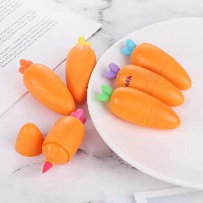 Picture of Smartcraft Cute Carrot Highlighter Pen Set – 6 Pcs Pastel Fluorescent Markers & Portable Mini Kawaii Stationery for Students, Study, Books Marking, Art, School & Office Use - The Asia Express-Multicolor
