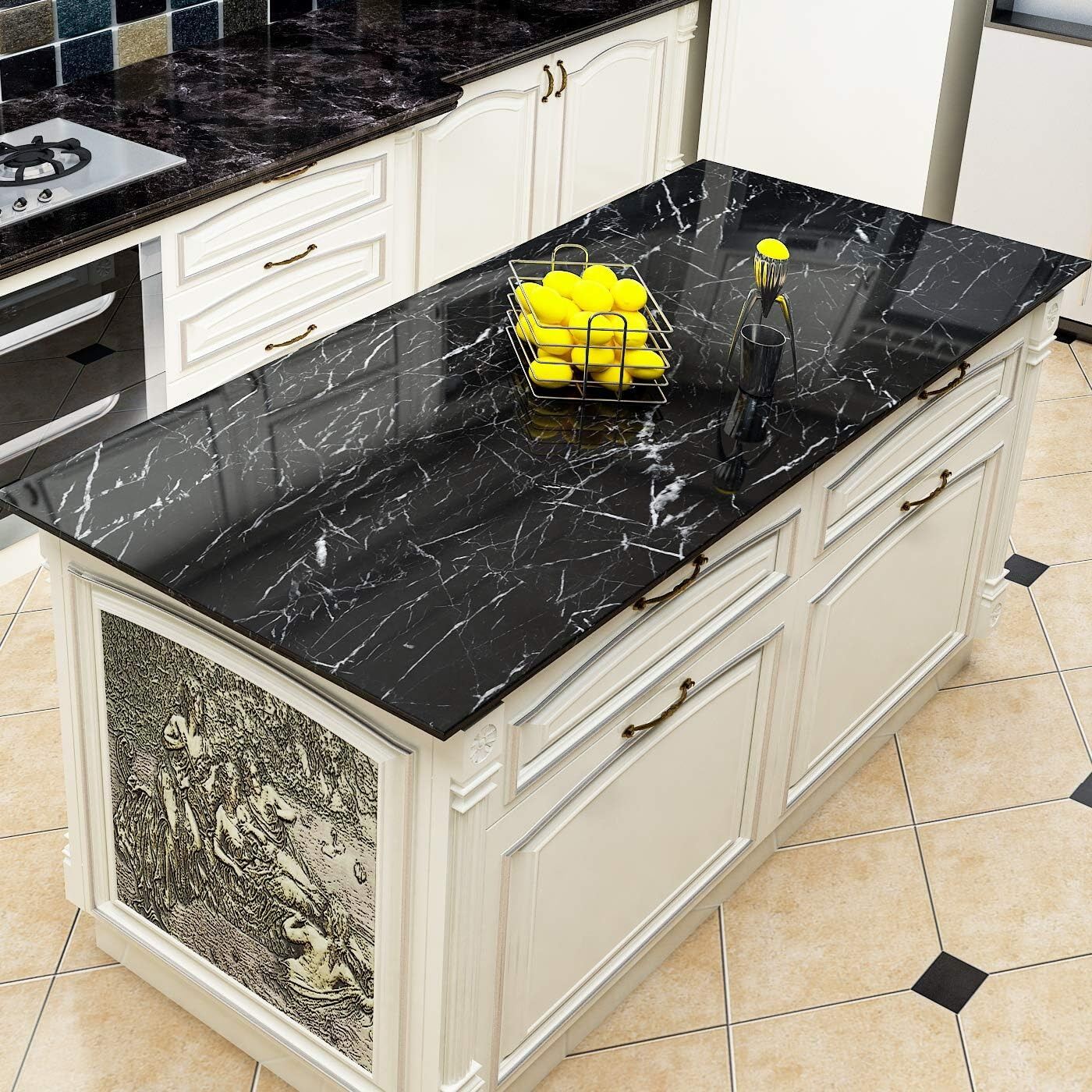 Picture of YENHOME Premium Marble Self-Adhesive Contact Paper – Waterproof, Oil-Proof & Moisture-Resistant Glossy Marble Wallpaper for Kitchen Countertop, Cabinet, Table, Stove Area & Furniture Renovation - The Asia Express-Multicolor