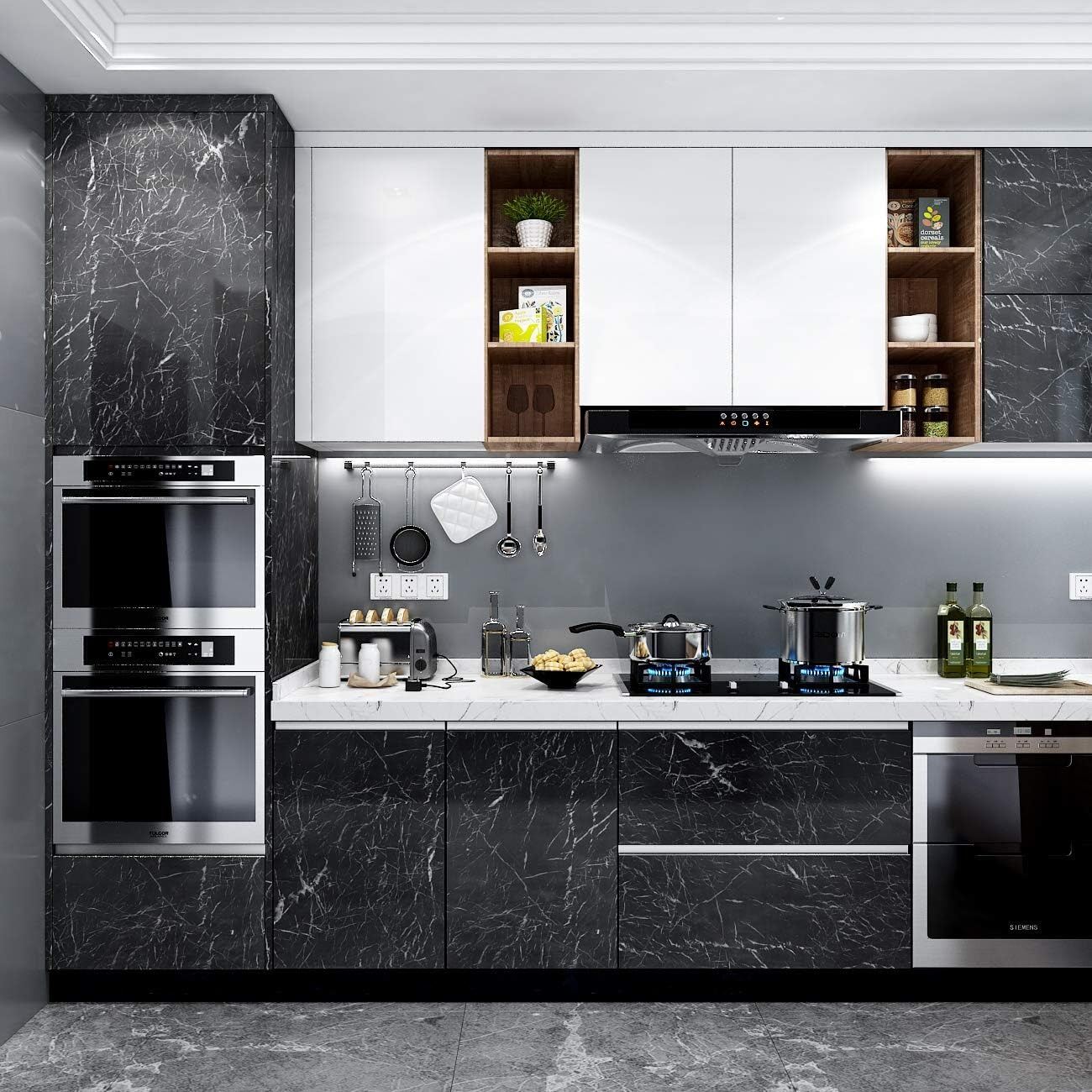 Picture of YENHOME Premium Marble Self-Adhesive Contact Paper – Waterproof, Oil-Proof & Moisture-Resistant Glossy Marble Wallpaper for Kitchen Countertop, Cabinet, Table, Stove Area & Furniture Renovation - The Asia Express-Multicolor