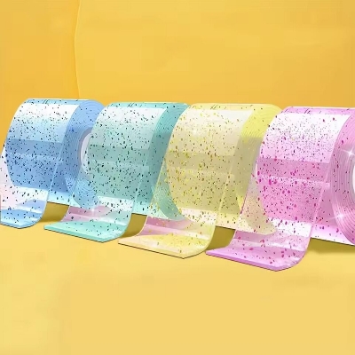 Picture of 1PC Colorful Glitter Nano Bubble Tape – High-Sticky Double-Sided Adhesive Blowable Bubble Tape for DIY Craft, Pinch Bubble, Stress Relief & Creative Toy Making - The Asia Express-Multicolor